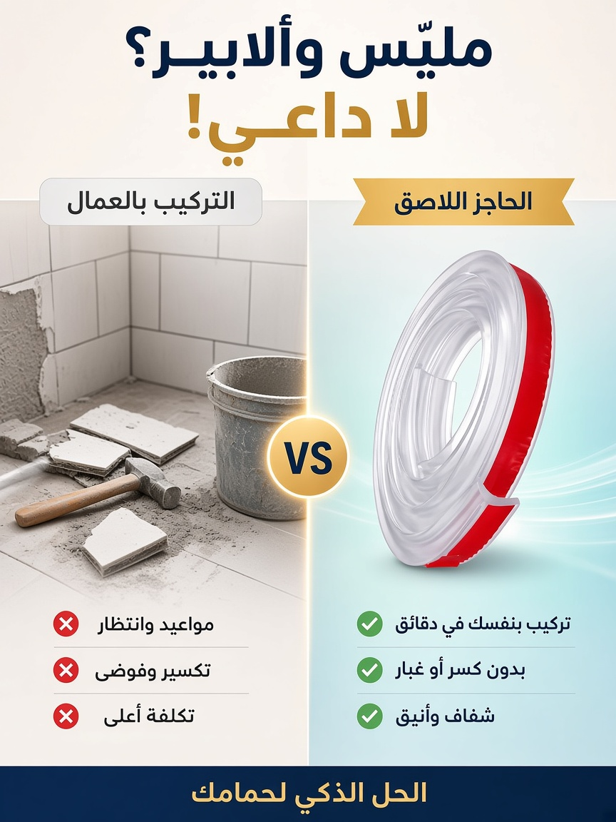 حاجز مائي شفاف لاصق – للشاور والحمام